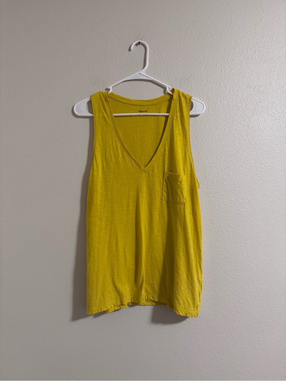 Madewell Yellow V-Neck Pocket Tank